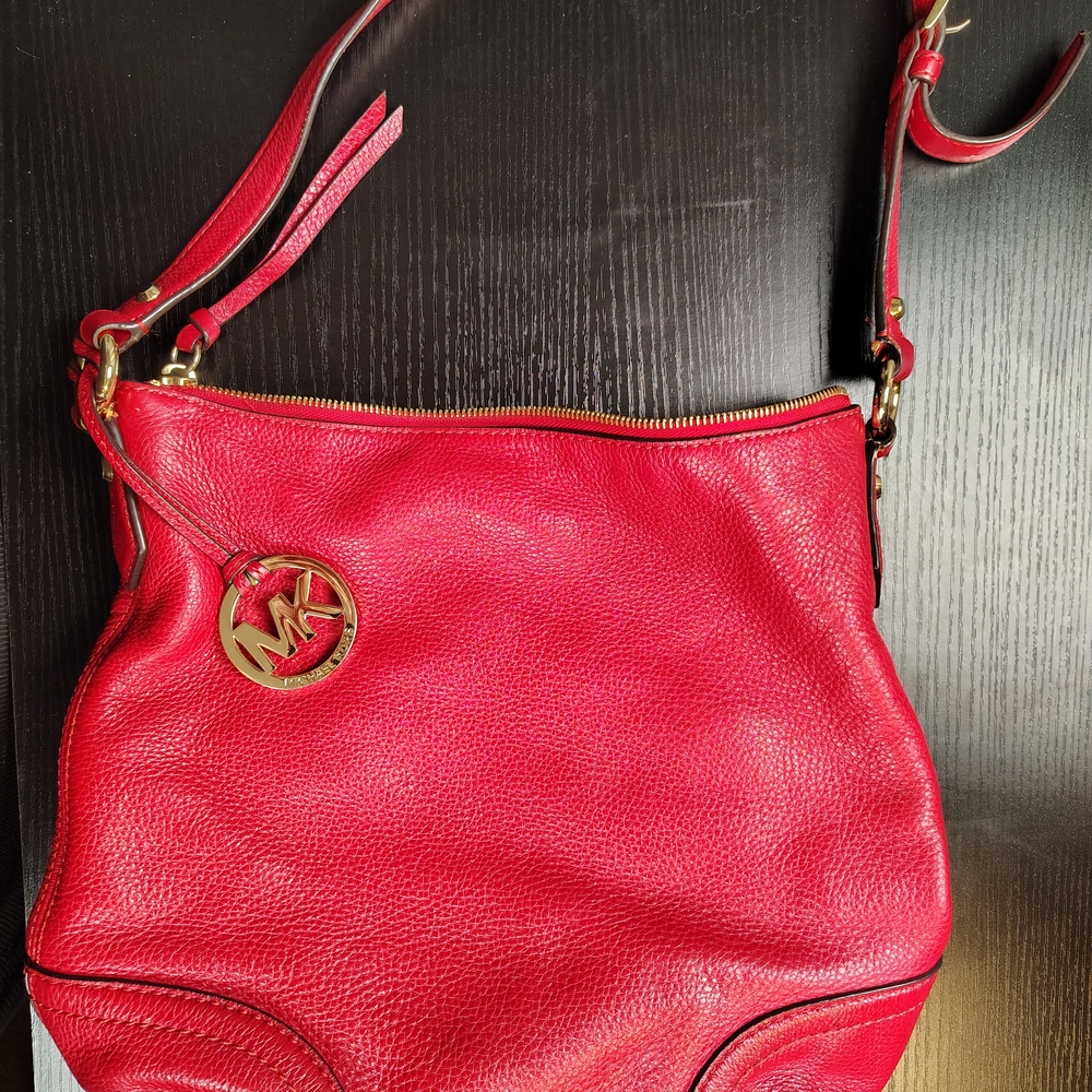 Michael Kors Red Leather Shoulder Bag
